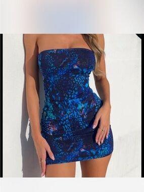 NWT Outcast Sangria Mini Dress Cobalt Cobra Size XS